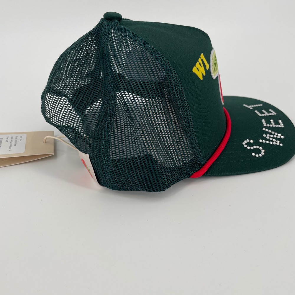 MOTHER The 10-4 Wild Cherries Trucker Hat Sweet Rhinestone Brim NWT OS Green - Picture 3 of 9